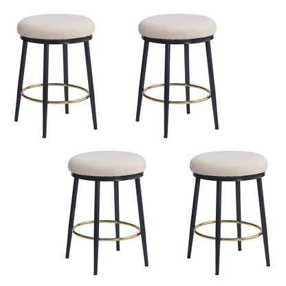 24.75'' Modern Counter Stools Set of 4,White Counter Stools with iron Frame,Sponge cushion,Footrest,suitable for Kitchen/Bedroom/Dining Room.