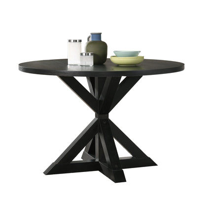 Wood Dining Table With Cross Buck Base Modern Style Black