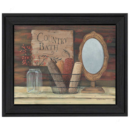Country Bath Printed Wall Art, 13 x 16 in Ready-To-Hang Framed Poster on MDF, Bathroom Decor Multicolor
