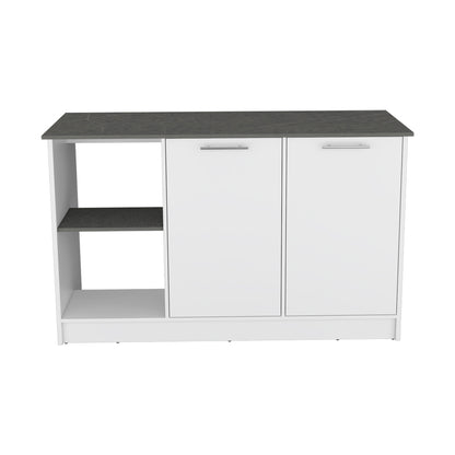 Padua Kitchen Island in White and Onyx Finish