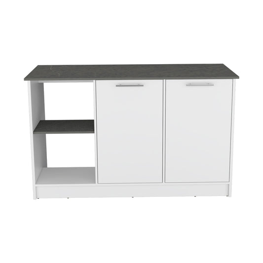 Padua Kitchen Island in White and Onyx Finish