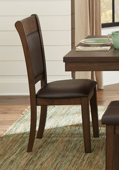 2pc Wooden Side Chairs with Upholstered Seat for Casual Dining Room, 19x21x38.5 in Light Rustic Brown