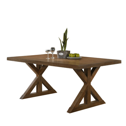 Farmhouse Wood Trestle Dining Table Brushed Driftwood