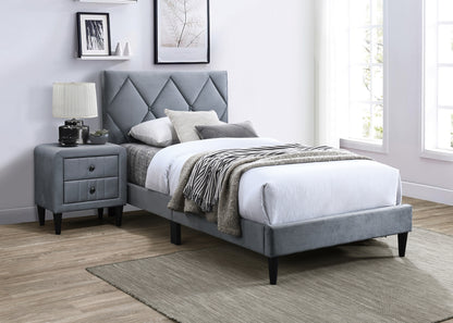 Luxurious Grey Velvet Full Size Bed with Adjustable Headboard for Youth Bedrooms