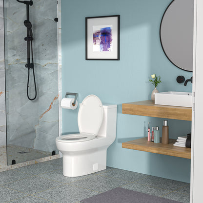Modern Ceramic One-Piece Toilet with Dual Flush and Soft-Close Seat