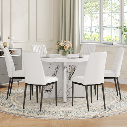 Round Dining Table 42Inch For Four To Six Modern MDF White