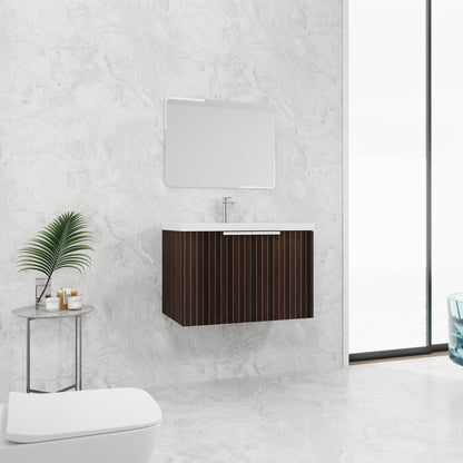 30-Inch Wall-Mounted Modern Bathroom Vanity with Eco-Friendly Resin Sink and Soft-Close Doors