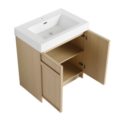 30-Inch Modern Freestanding Bathroom Vanity with Soft-Close Doors and Integrated Resin Sink