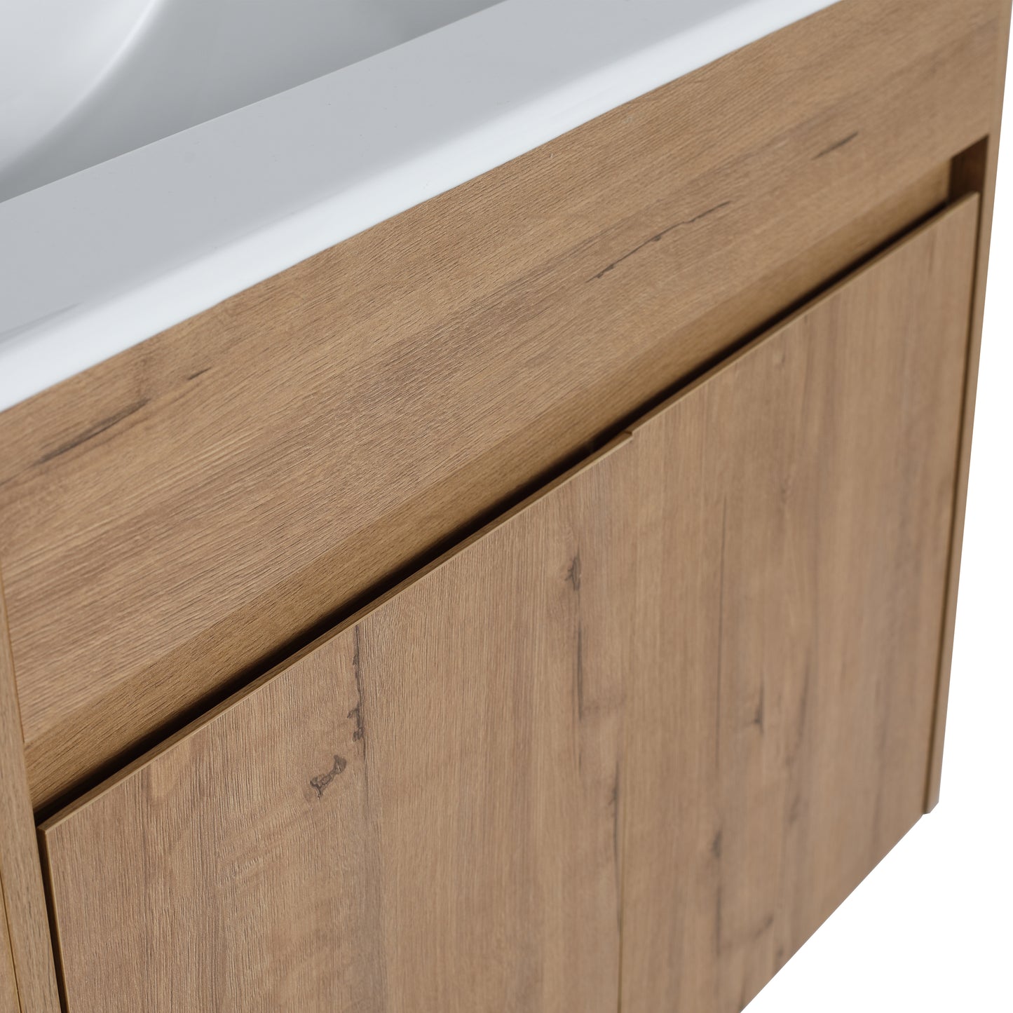 Modern 30-Inch Wall-Mounted Bathroom Vanity with Open Shelf - Vanity Cabinet Only (No Basin Included)