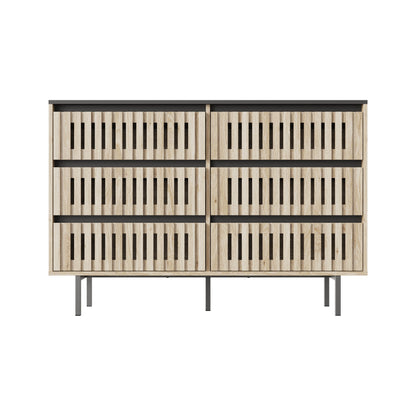 Modern Six-Drawer Bedroom Storage Cabinet with Two-Tone Design and Large Capacity