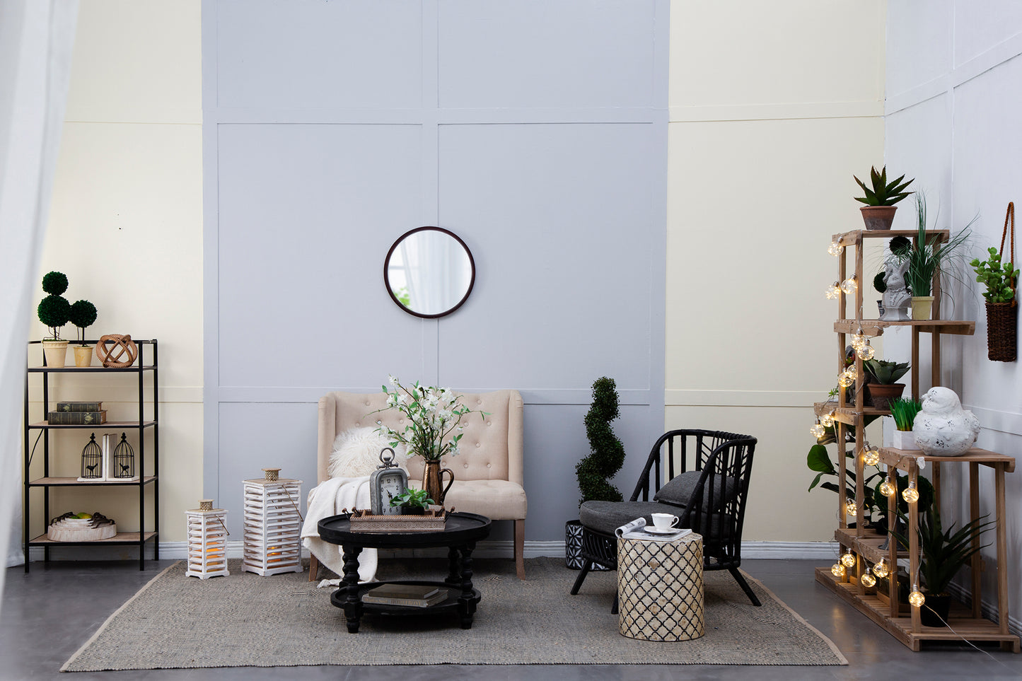 20-Inch Round Wall Mirror with Walnut Frame for Modern Home Decor