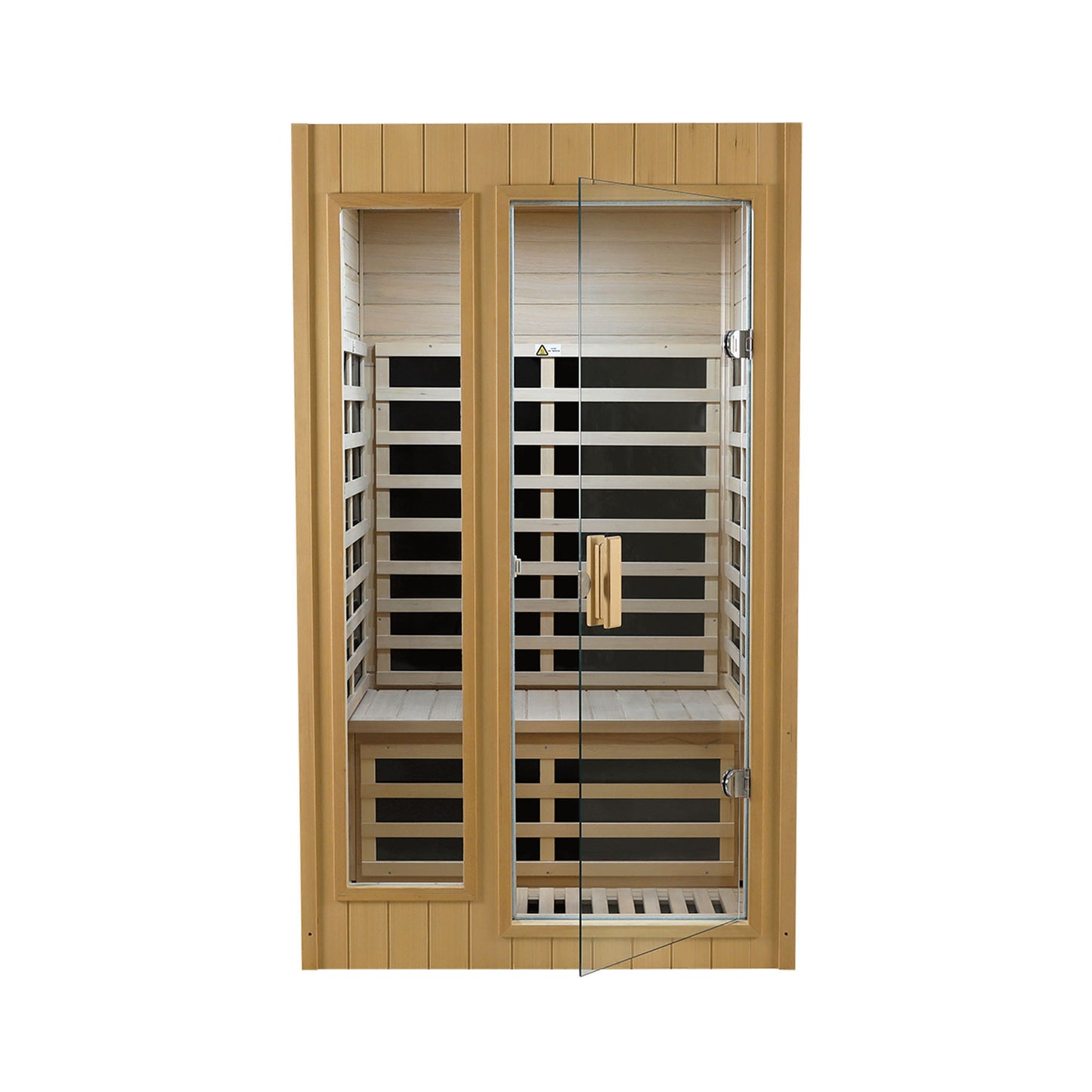 Two-Person Far Infrared Indoor Sauna Room with 1500W, 5 Heating Panels, LCD, Bluetooth Natural Wood