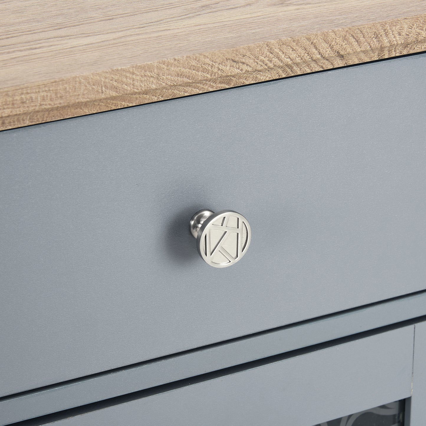 Light Blue Farmhouse Buffet Cabinet With Glass Doors