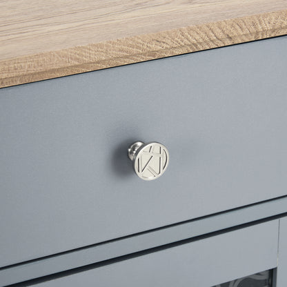 Light Blue Farmhouse Buffet Cabinet With Glass Doors