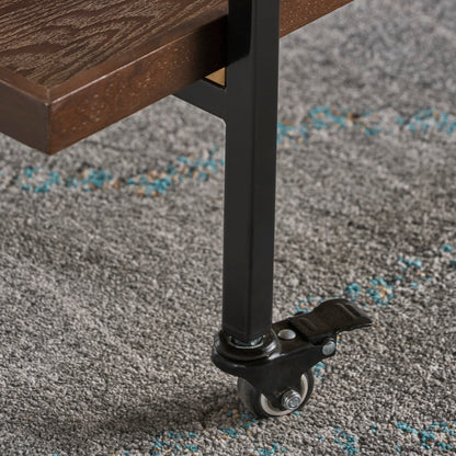 Modern Industrial Rolling Bar Cart With Wood Shelves