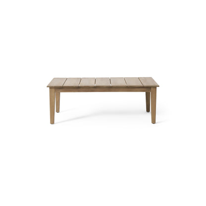 Outdoor Coffee Table In Acacia Wood With Slat Panel Top 39.5 Inch Long By 23.5 Inch Wide Rectangular Patio Table Light Brown
