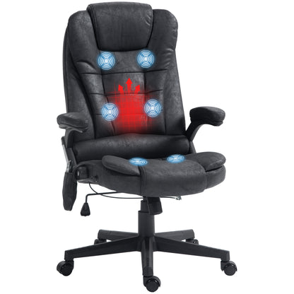 Ergonomic Black Office Chair with 6-Point Vibration Massage and Lumbar Heating
