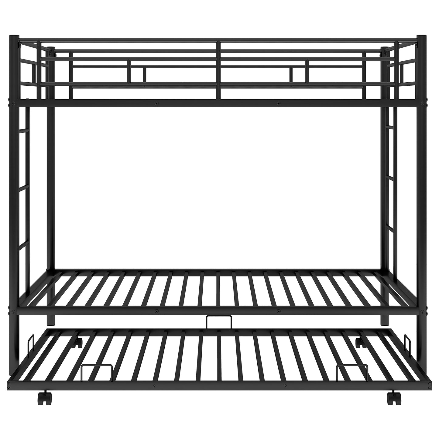 Sleek Black Twin Over Twin Bunk Bed with Trundle for Ultimate Space Efficiency