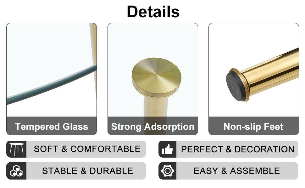 Circular Glass Dining Table 40 Inch Minimalist Gold Plated Legs