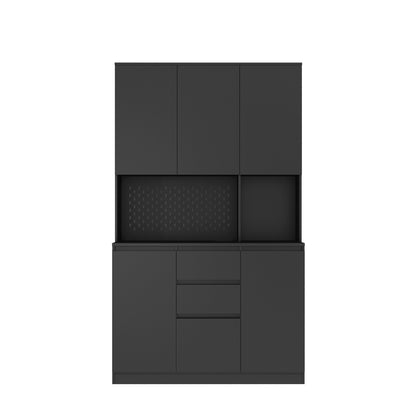Elegant 74" Black Kitchen Pantry Cabinet with Versatile Storage Solutions, 6 Doors, 3 Shelves & 2 Drawers, Perfect for Kitchen, Laundry, or Craft Room