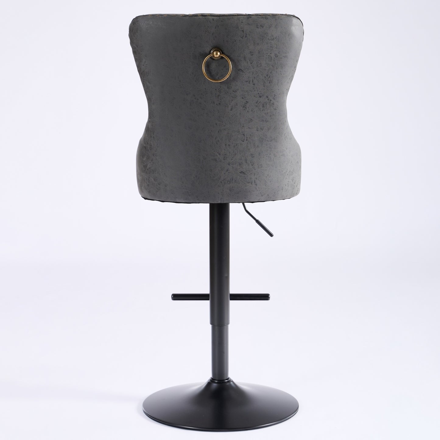 Tufted Back Swivel Bar Stools, PU Upholstery, Set of 2, Counter Height, for Home Bar, Aged Finish