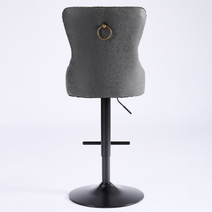 Tufted Back Swivel Bar Stools, PU Upholstery, Set of 2, Counter Height, for Home Bar, Aged Finish