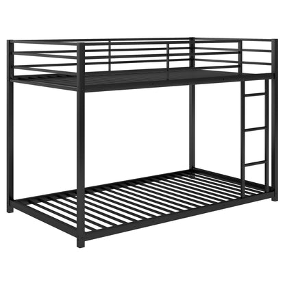 Stylish Black Twin Metal Bunk Bed with Ladder - Space-Saving Low Design