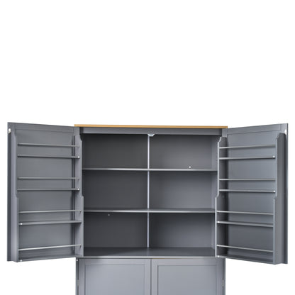 40.2"x20"x71.3" Modern High Kitchen Pantry - Spacious Storage Cabinet with Adjustable Shelves & Drawers in Gray