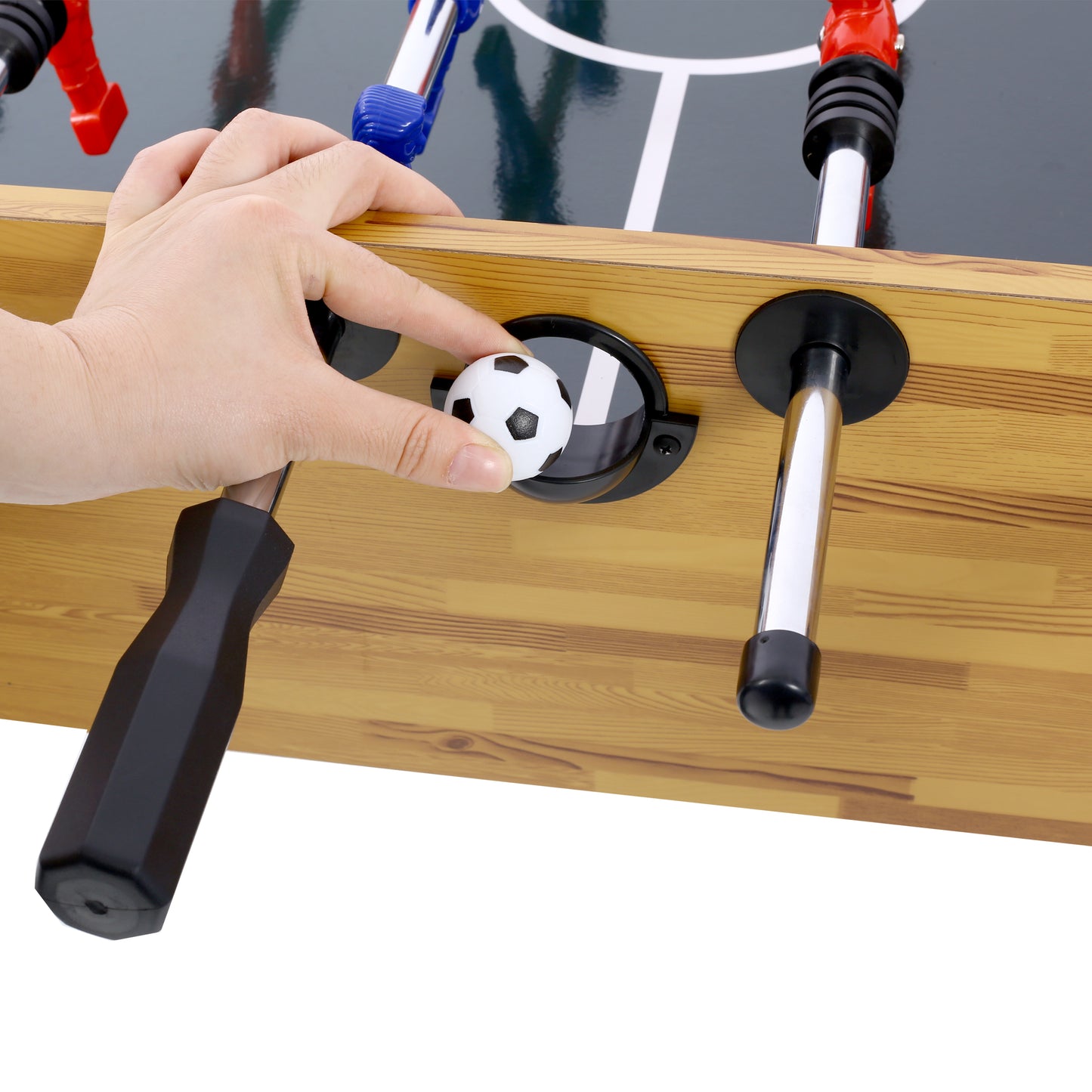 54-Inch Foosball Table for Home Game Room with Analog Scoring, 12.7mm Chrome Rods Light Cherry