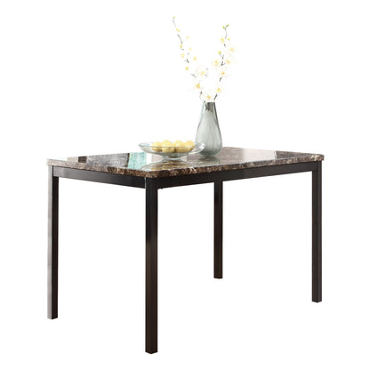 Dining Table 48 By 30 Faux Marble Top Black Metal Finish