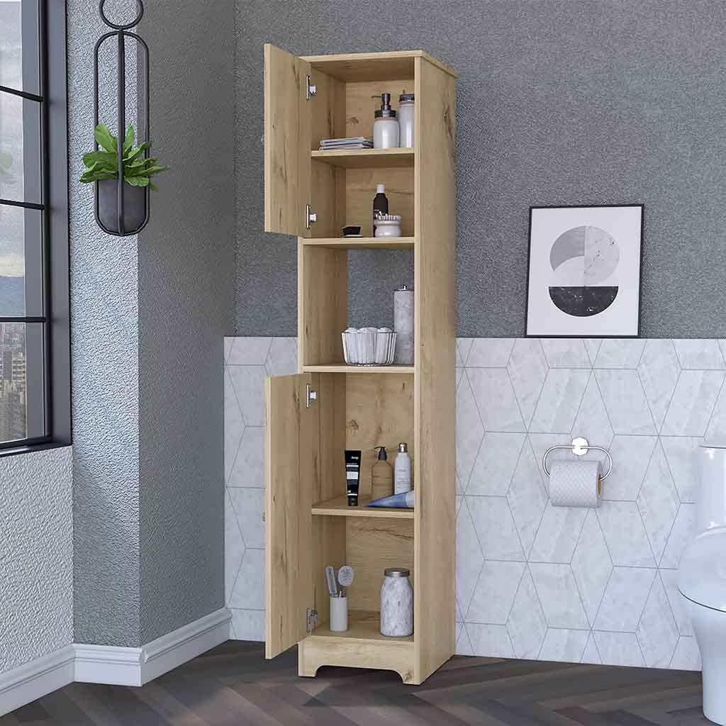 Charlotte Linen Cabinet, 2 Single Door Cabinet, Division, One Shelf