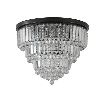 Large Modern Crystal Chandelier, 6-Light Ceiling Fixture for Dining, Dimmable, K9 Crystal, Black
