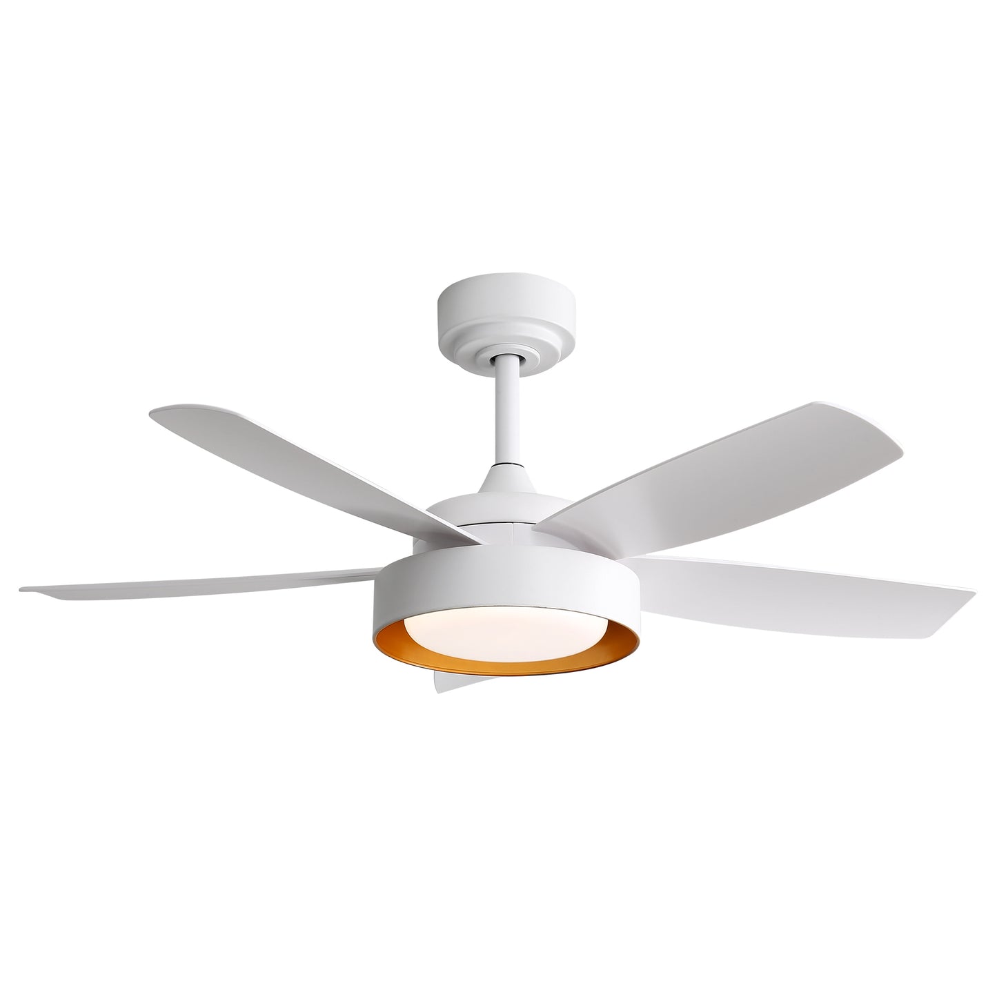 42-Inch Ceiling Fan with LED Light, Remote, 6-Speed DC Motor, Dimmable 22W LED, Reversible White