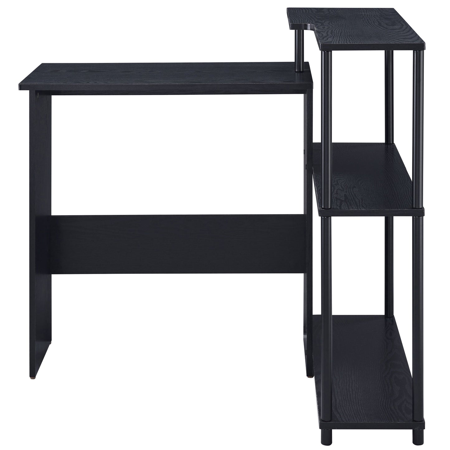 Modern Black Writing Desk with Integrated Bookshelf