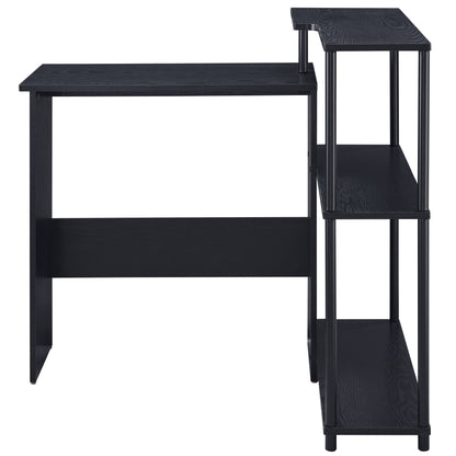 Modern Black Writing Desk with Integrated Bookshelf