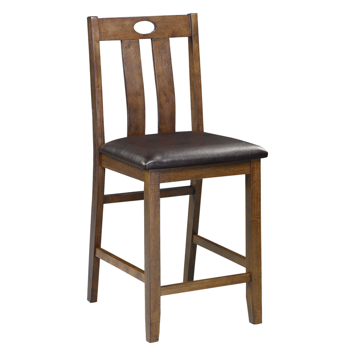 Counter Height Set 36In Table Padded 4 Chairs Brown Finish