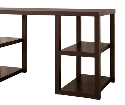 Mahogany Finish Cappuccino Desk with Shelves