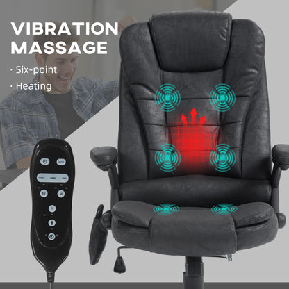 Ergonomic Black Office Chair with 6-Point Vibration Massage and Lumbar Heating