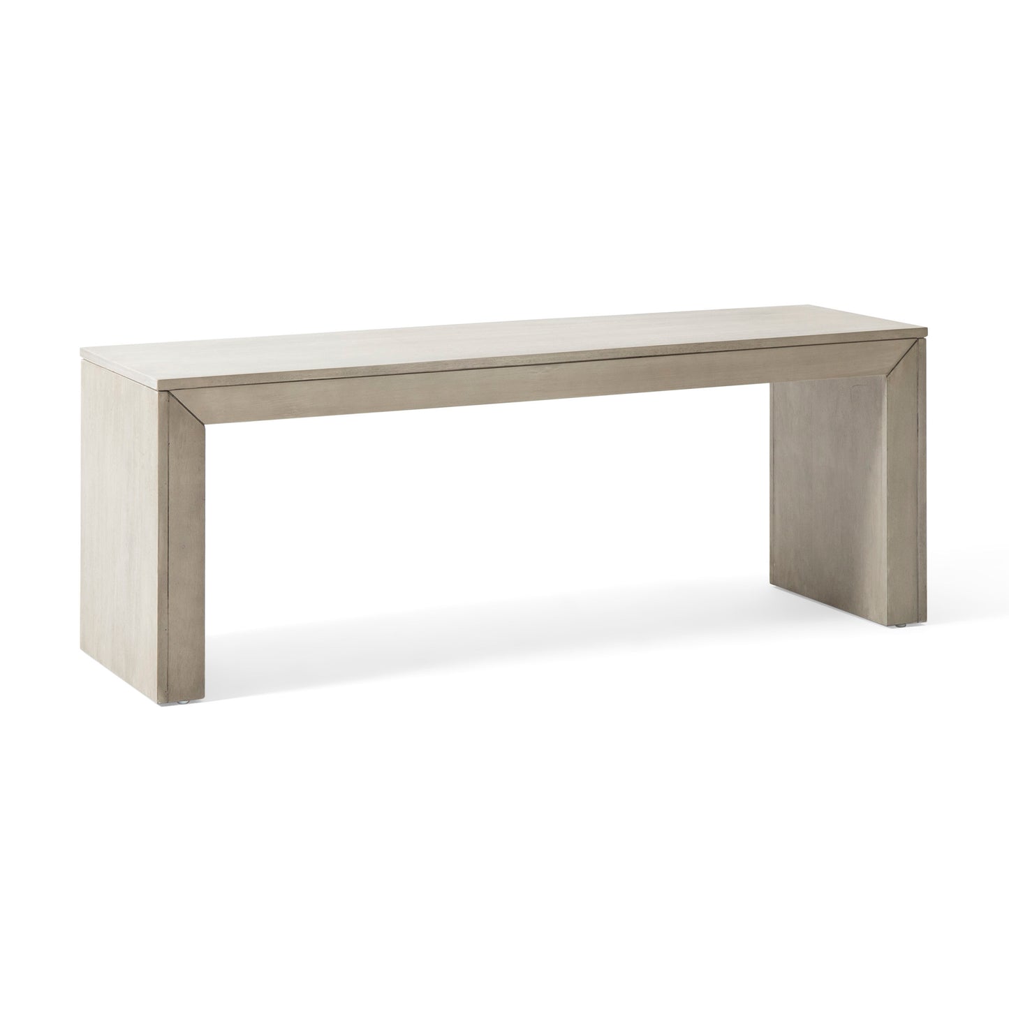 Acacia Wood Dining Bench for Farmhouse Dining, 48 x 15 x 18 in, Solid Hardwood, Light Gray Oak Finish