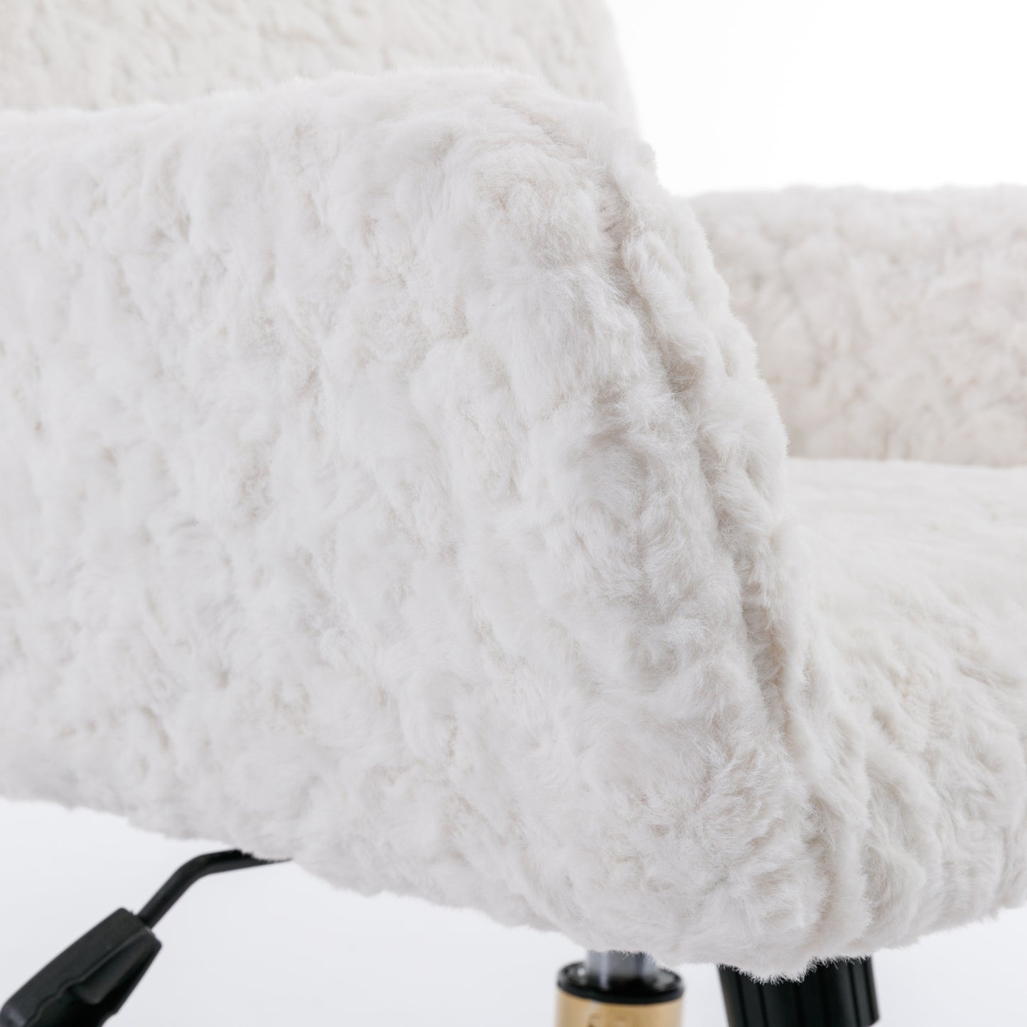 Elegant Beige Velvet Office Chair with Golden Base and Adjustable Recline, Swivel Desk & Vanity Chair