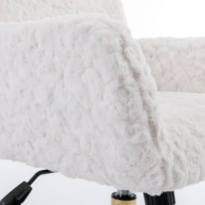 Elegant Beige Velvet Office Chair with Golden Base and Adjustable Recline, Swivel Desk & Vanity Chair