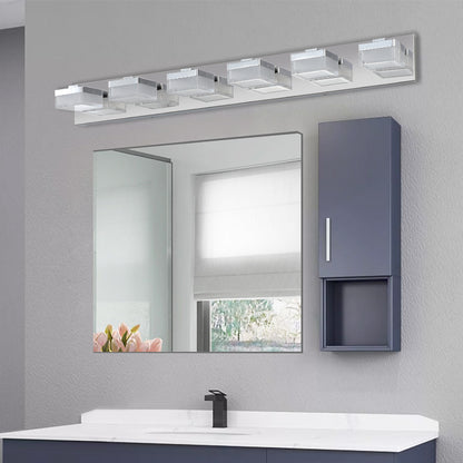 6-Light LED Vanity Light Bar for Bathrooms and Makeup Areas, Modern Sleek Fixture Chrome finish