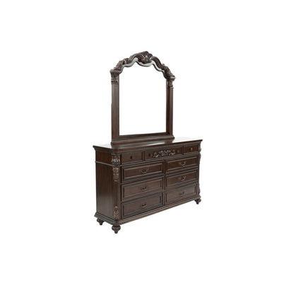 Elegant Antique Cherry & Walnut Dresser with Mirror - Timeless Storage Solution for Your Bedroom