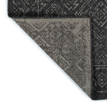 5'3" x 7'6" Rectangle Area Rug - Modern Geometric, Textured High-Low Loop, Polypropylene Indoor Charcoal