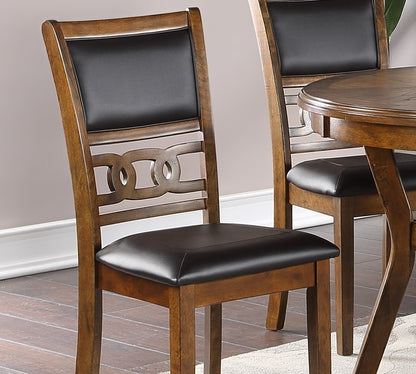 Set of 2 Cushioned Dining Room Side Chairs with Knot-Back, 18x22.5x38, Rubberwood MDF, Walnut Finish