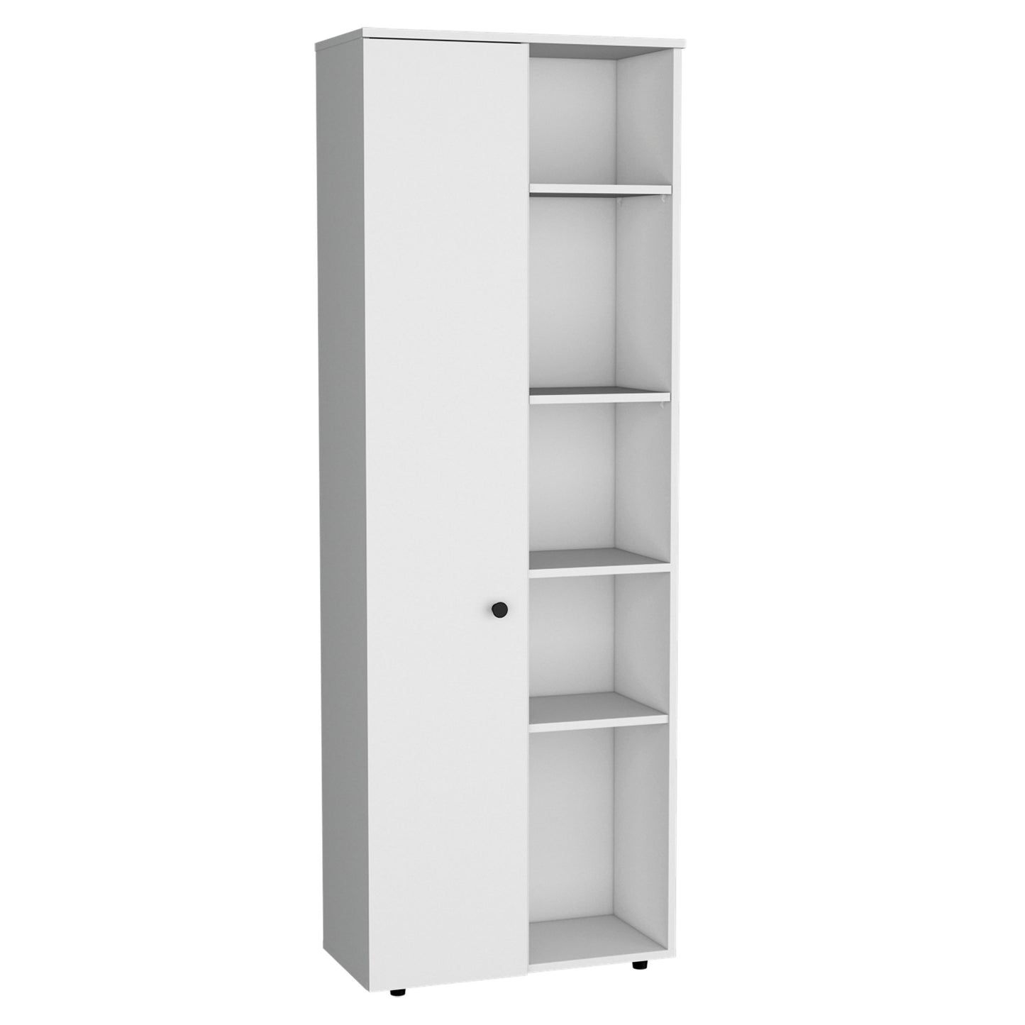 Cary Modern White Kitchen Pantry Cabinet with Multiple Shelves and Doors, 67" H