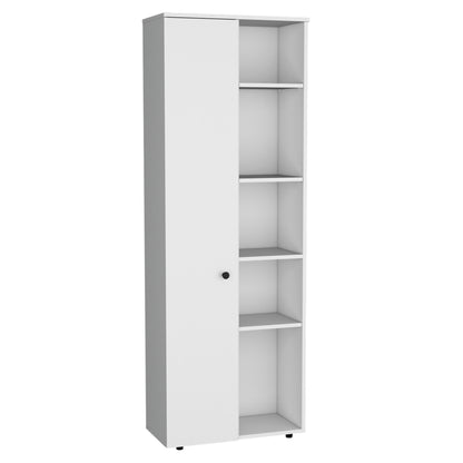 Cary Modern White Kitchen Pantry Cabinet with Multiple Shelves and Doors, 67" H