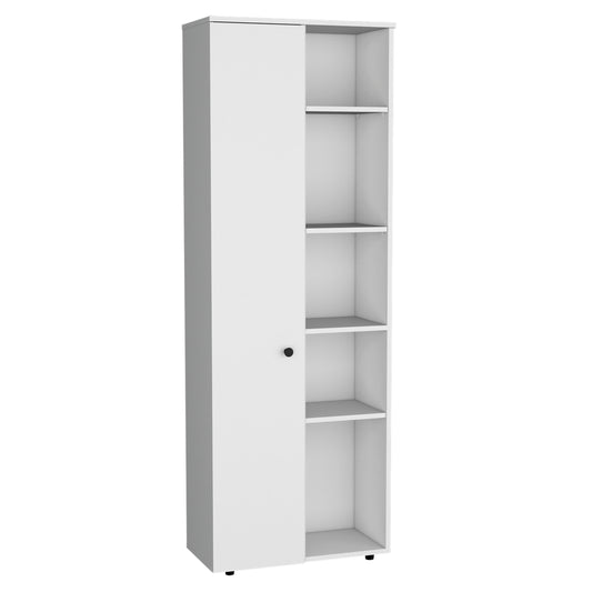 Cary Modern White Kitchen Pantry Cabinet with Multiple Shelves and Doors, 67" H