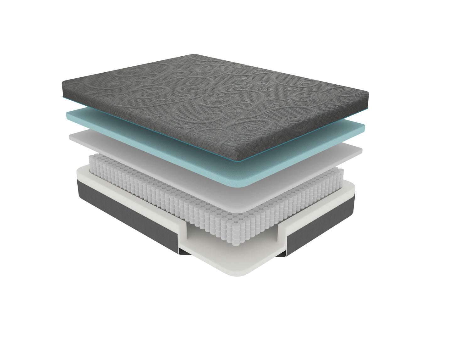 11-Inch Dark Gray Hybrid Mattress with Gel-Infused Memory Foam for Queen Bed, Mattress in a Box