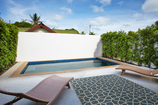 Rectangular Area Rug, 5'3" x 7'6", Polypropylene, Contemporary Geometric, Textured, 90 x 63 inches, Blue